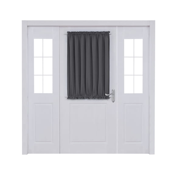 ZOPZO Blackout Door Curtain for Wide Glass Doors, Dual Rod Pocket Privacy Panel with Tieback, 54W x 40L Inch, Dark Gray, 1 Panel