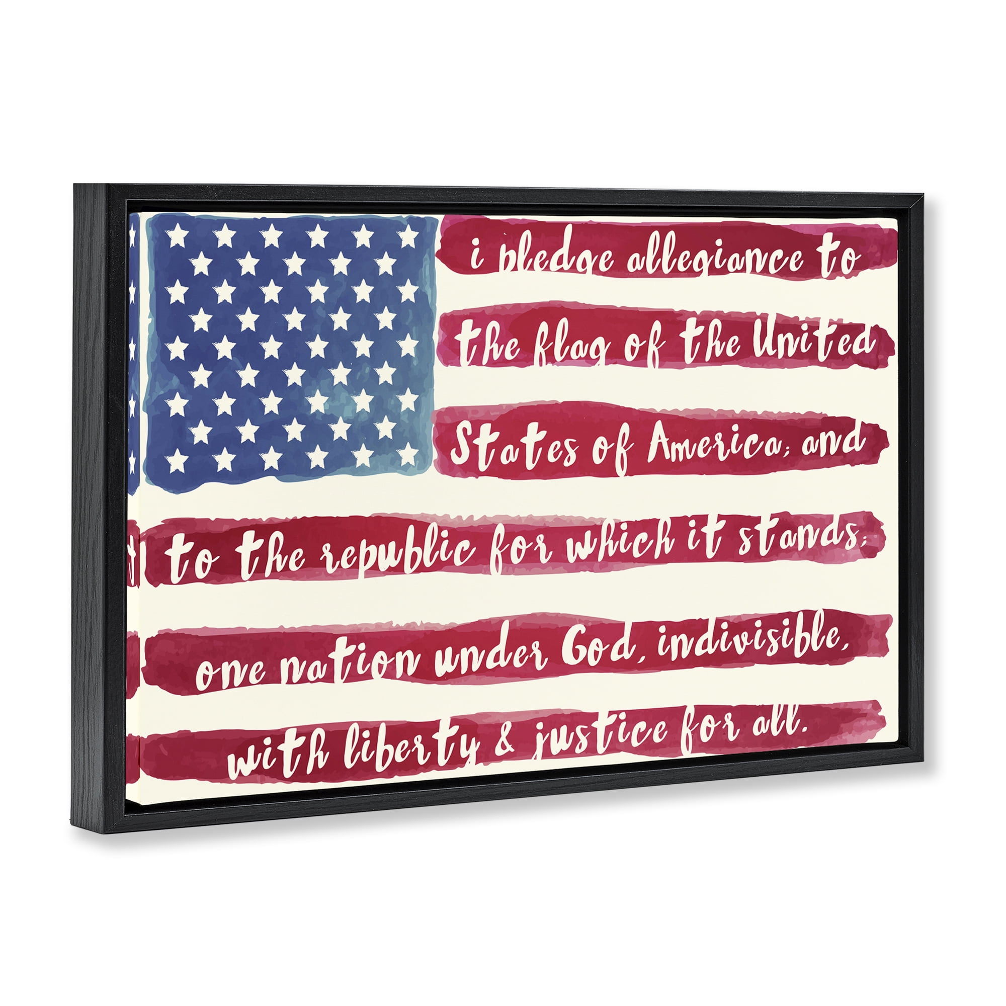 Stupell Industries Pledge Of Allegiance Flag Stripes Black Framed Floater Canvas Wall Art, design by Sophie 6