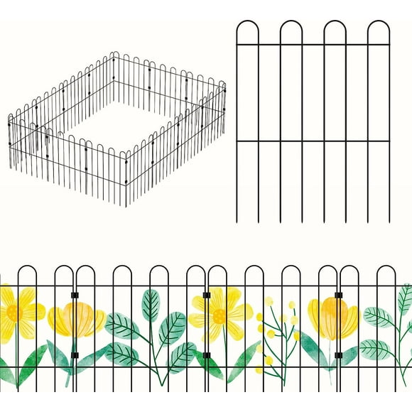 NEX 10Packs Decorative Garden Fence Panels Animal Barrier Fencing Rustproof Metal