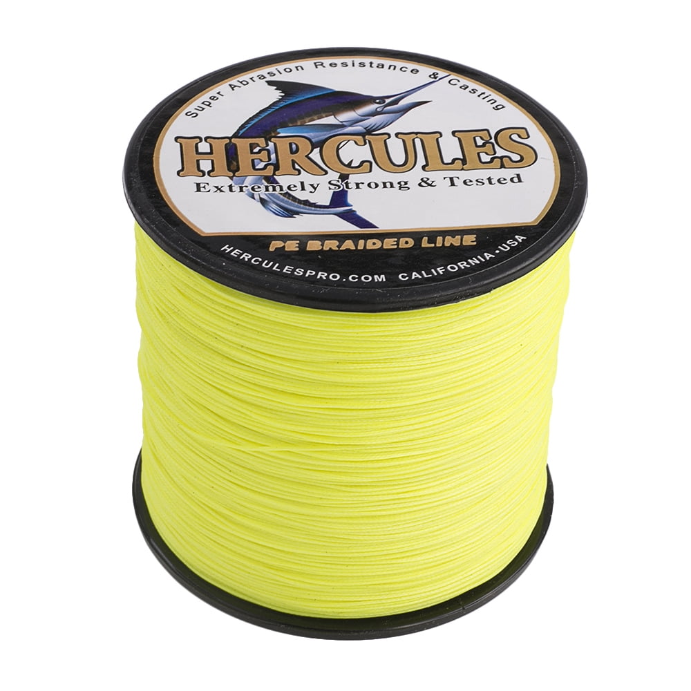 HERCULES Super Cast 500M 547 Yards Braided Fishing Line 60 LB Test for Saltwater Freshwater PE Braid Fish Lines Superline 8 Strands - Flourescent Yellow, 60LB (27.2KG), 0.40MM
