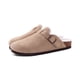 thumbnail image 1 of Zuecos de ante con forro de piel para mujer, pantuflas con plantilla de corcho peludo, chanclas de algodón cómodas para hombre, zapatos planos cortos de corcho afelpado para invierno, 1 of 6