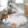 thumbnail image 3 of Round Rugs 3 Ft, Orange Blue Starfish Coastal Non Slip Area Rugs for Kitchen Bedroom Entryway, Summer Beach Eucalyptus Retro Washable Carpet Runner Rug Floor Mats for Bedroom Home Decor, 3 of 8