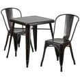 thumbnail image 2 of Flash Furniture Commercial Grade 23.75" Square Black-Antique Gold Metal Indoor-Outdoor Table Set with 2 Stack Chairs, 2 of 5