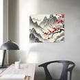 thumbnail image 4 of Orinice Snowy Mountain Landscape with Red-Flowered Tree Branch Fine Art Aesthetic Poster & Print Wall Painting for Home Decor 20x16in, 4 of 6
