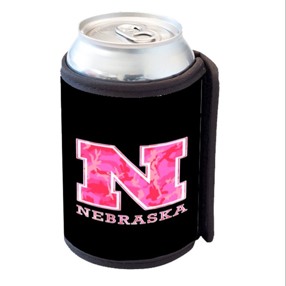 KuzmarK Insulated Drink Can Cooler Hugger - Nebraska Pink Camouflage