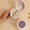 thumbnail image 5 of Yiaed Mandala Print Travel Jewelry Case Bridesmaid Gift Boxes Jewelry Travel Organizer Small Round Jewelry Box Mini Storage-Pink, 5 of 7