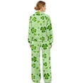 thumbnail image 2 of SCRAWLGOD St. Patrick's Day Shamrock Heart Print Green Women 2 Piece Outfits Fall Winter Stylish Turtleneck Drawstring Top Wide Leg Pants Lounge Set Leisure Travel Vacation Clothes Sweatsuits, L, 2 of 7