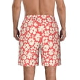 thumbnail image 3 of Kdxio Beige Flowers Pattern Mens Casual Shorts - Drawstring Summer Beach Sports Shorts for Men, 3 of 9
