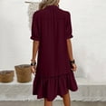 thumbnail image 5 of Women's Solid Color V-Neck Short Sleeve Casual Summer Dress, 5 of 6