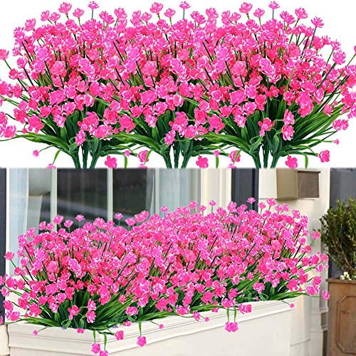 Artificial Fake Flowers 4 Bundles Outdoor UV Resistant Greenery Shrubs Plants 