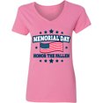 thumbnail image 3 of Inktastic Memorial Day Honor the Fallen with American Flag Women's V-Neck T-Shirt, 3 of 5