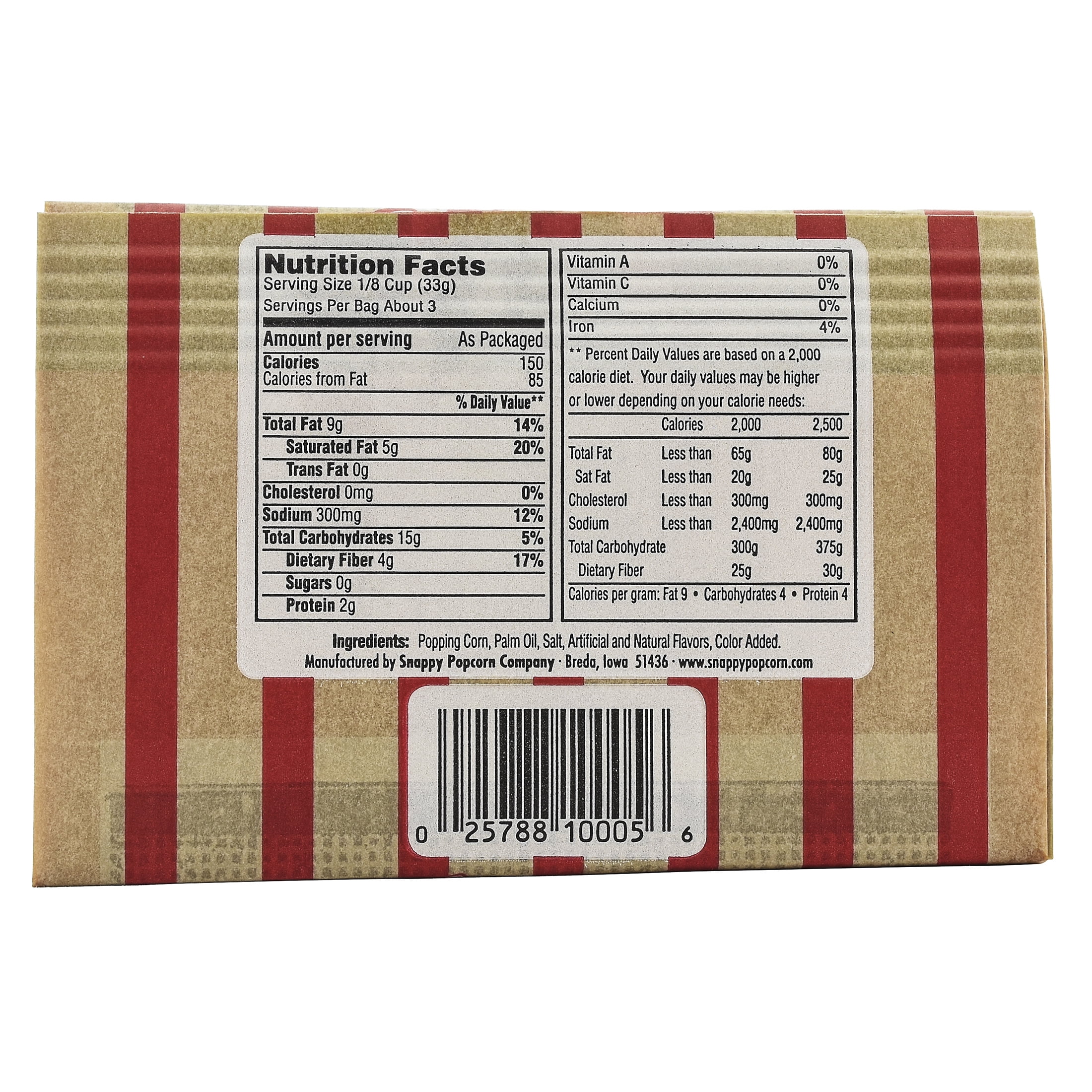 Snappy Movie Theater Butter Microwave Popcorn, 3.5 oz Bags, 48 Count, Non-GMO, Whole Grain