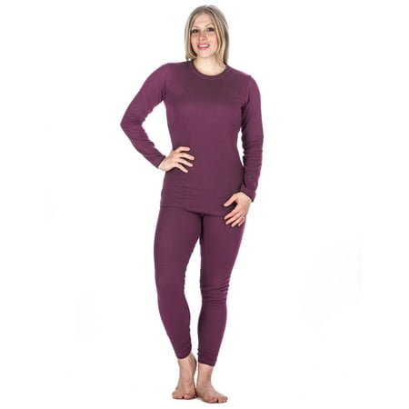 Noble Mount Womens Classic Waffle Knit Thermal Top and Bottom Set