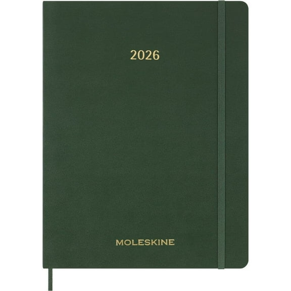 Moleskine, Myrtle Green Weekly 2026 Planner, 8.5'' X 11.06'', 12-Month Calendar with Stapled Binding