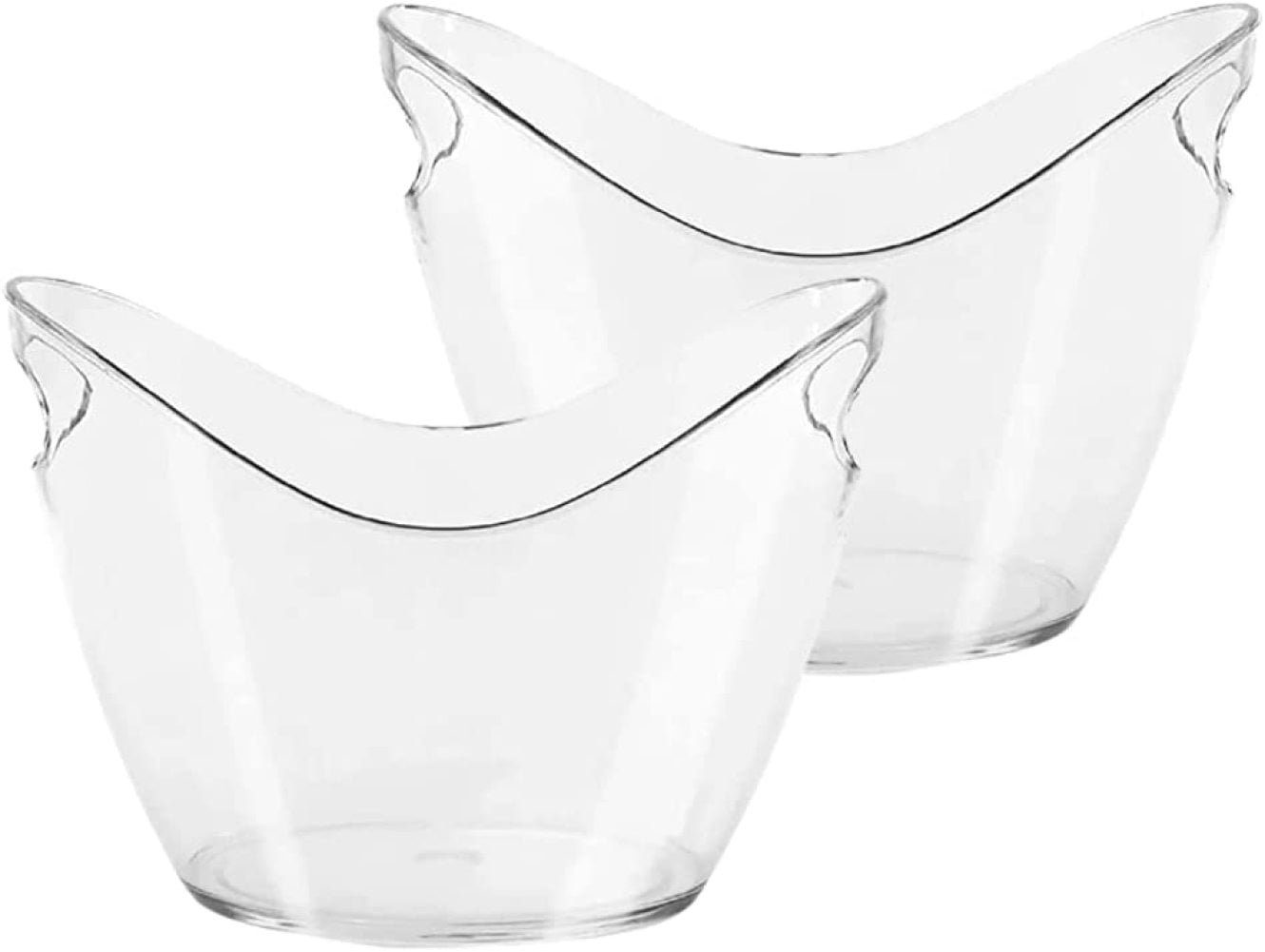 2 Pack Clear Ice Bucket & Holder by FULenQnu Oval Plastic Beverage