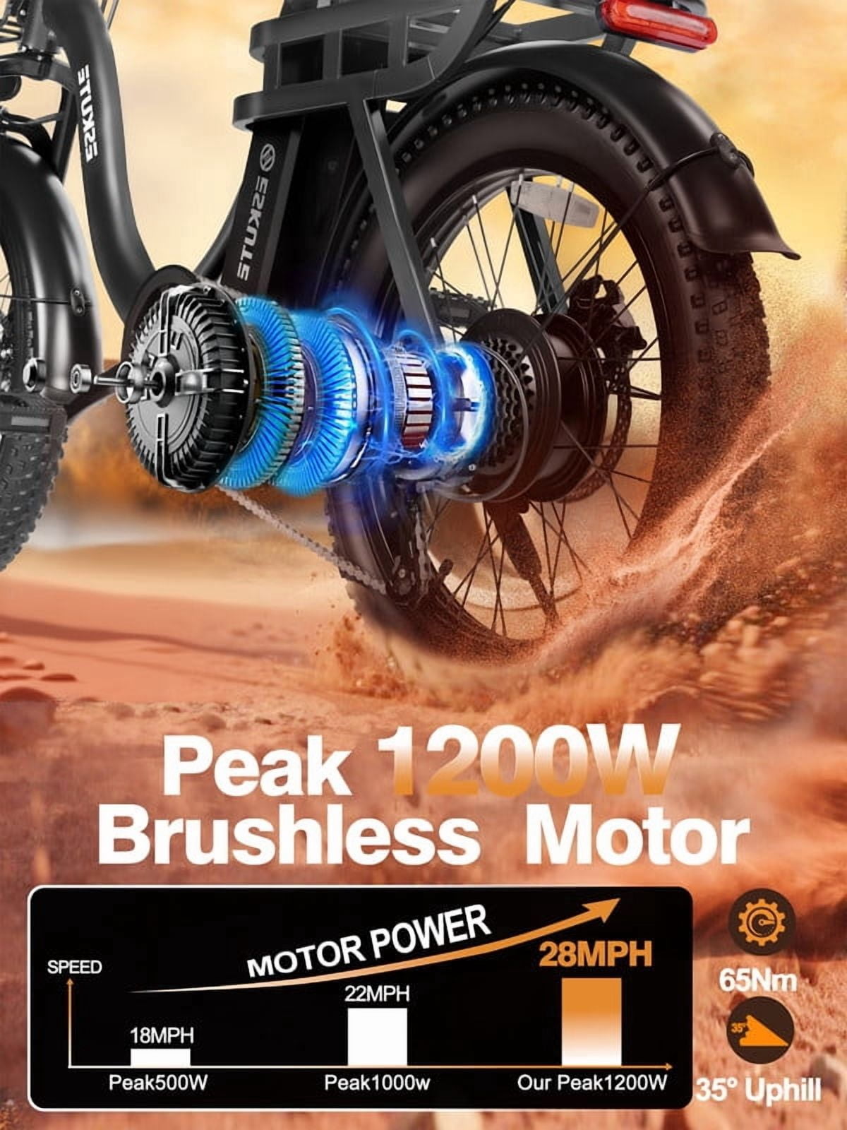 ESKUTE D200 Electric Bike for Adults 1200W Peak Motor 28 Mph, Folding Fat Tire E‑Bike, 48V 10.4Ah Up to 55 Miles, with 7‑Speed Step‑Through Cargo Fold E Bicycle, NFC Unlock, Gray with Lock, UL2849