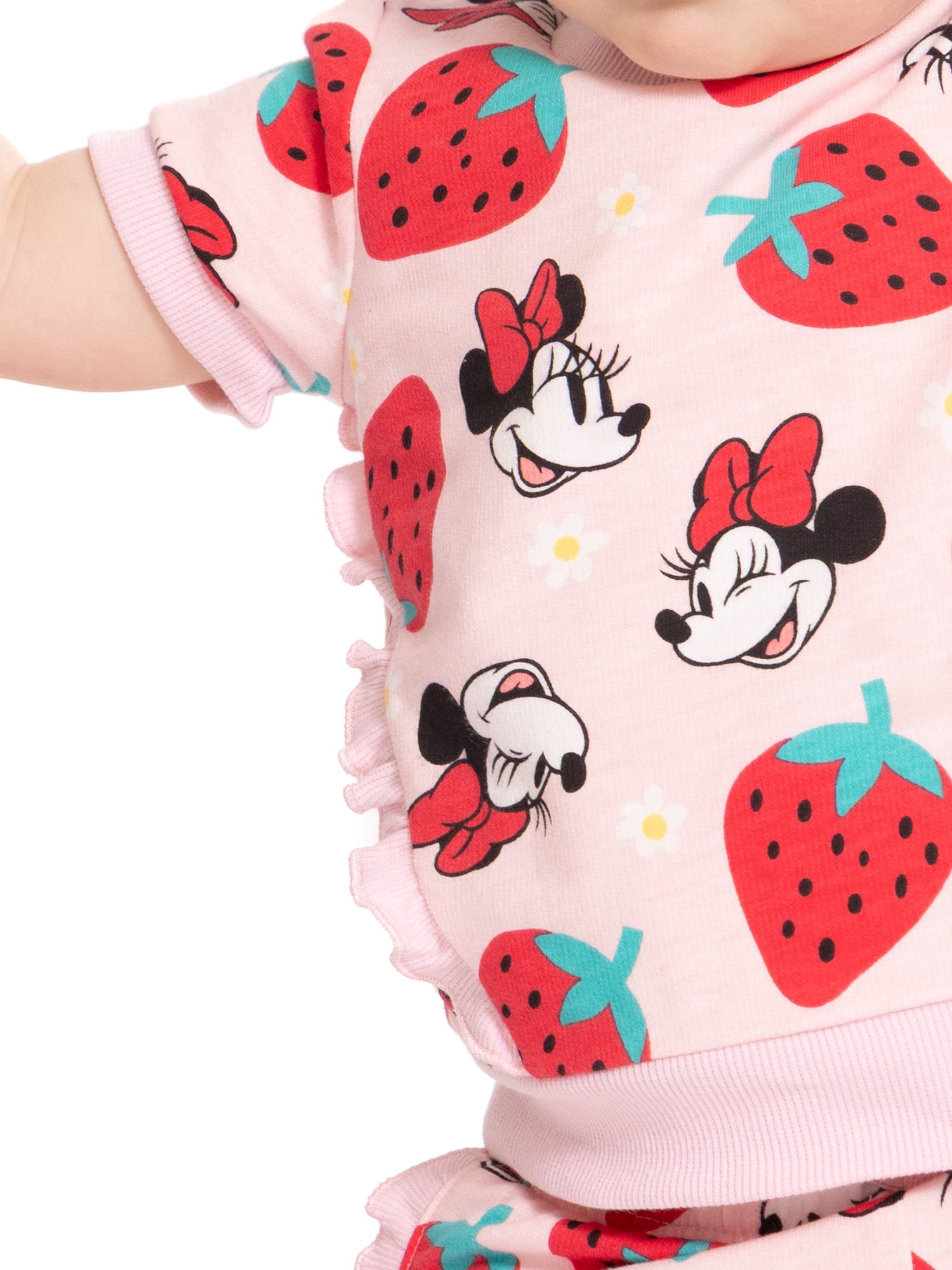 Minnie Mouse Baby Girls Allover Print Ruffle Shirt and Shorts Set, 2 Piece, Sizes 0/3M-24M