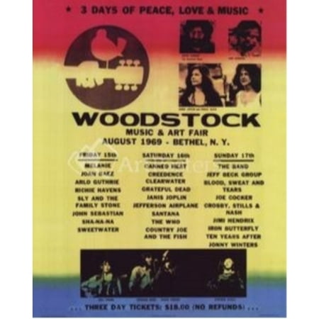 Woodstock Line-Up 20x16 Art Print Poster   Music WOODSTOCK CONCERT TICKET 1969 WOODSTOCK NEW YORK JANIS JOPL JIMMY HENDRIx3 (Best Way To Get Concert Tickets)