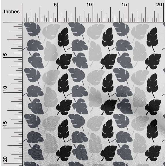 oneOone Cotton Jersey Gray Fabric Leaves Block Quilting Supplies Print Sewing Fabric By The Yard 58 Inch Wide