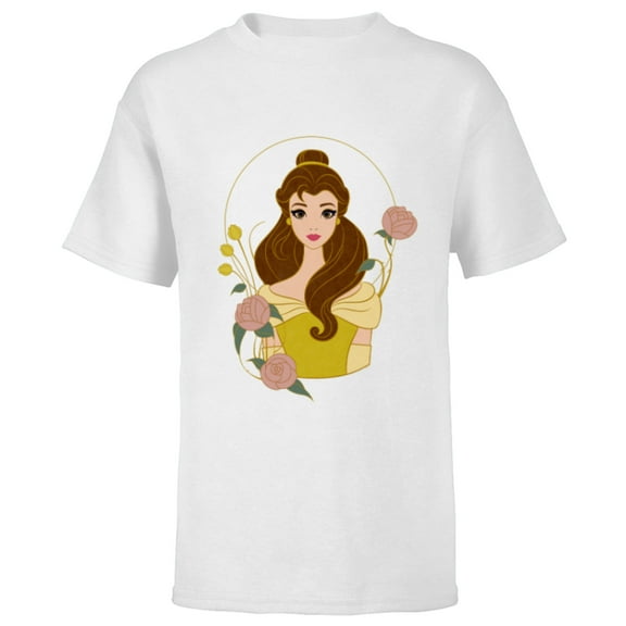 Disney Princess Belle Modern Art Deco Style - Short Sleeve T-Shirt for Kids - Customized-White