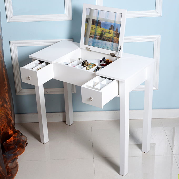 Organizedlife White Vanity Table, Vanity Desk Combo