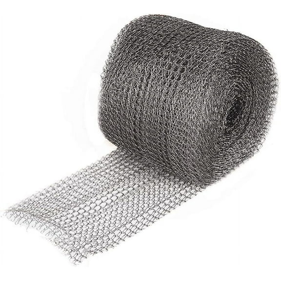 Wire Roll Mesh 5" x 20FT, 304 Stainless Steel Mesh, Hole Fill Fabric Gap Blocker, Double Layer Metal Mesh Roll, Flexible Woven Wire Roll Mesh for Garden House and DIY