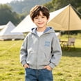 thumbnail image 6 of akafmk Boys Zip Up Hoodie Sweatshirt Long Sleeve Casual Jacket with Checkered Hood Lining and Front Pocket School Outerwear Fall Clothes, Size 4-5 Years, 6 of 7