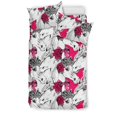 thumbnail image 1 of Juego de cama con estampado de rosas y cabeza de caballo, 1 of 5