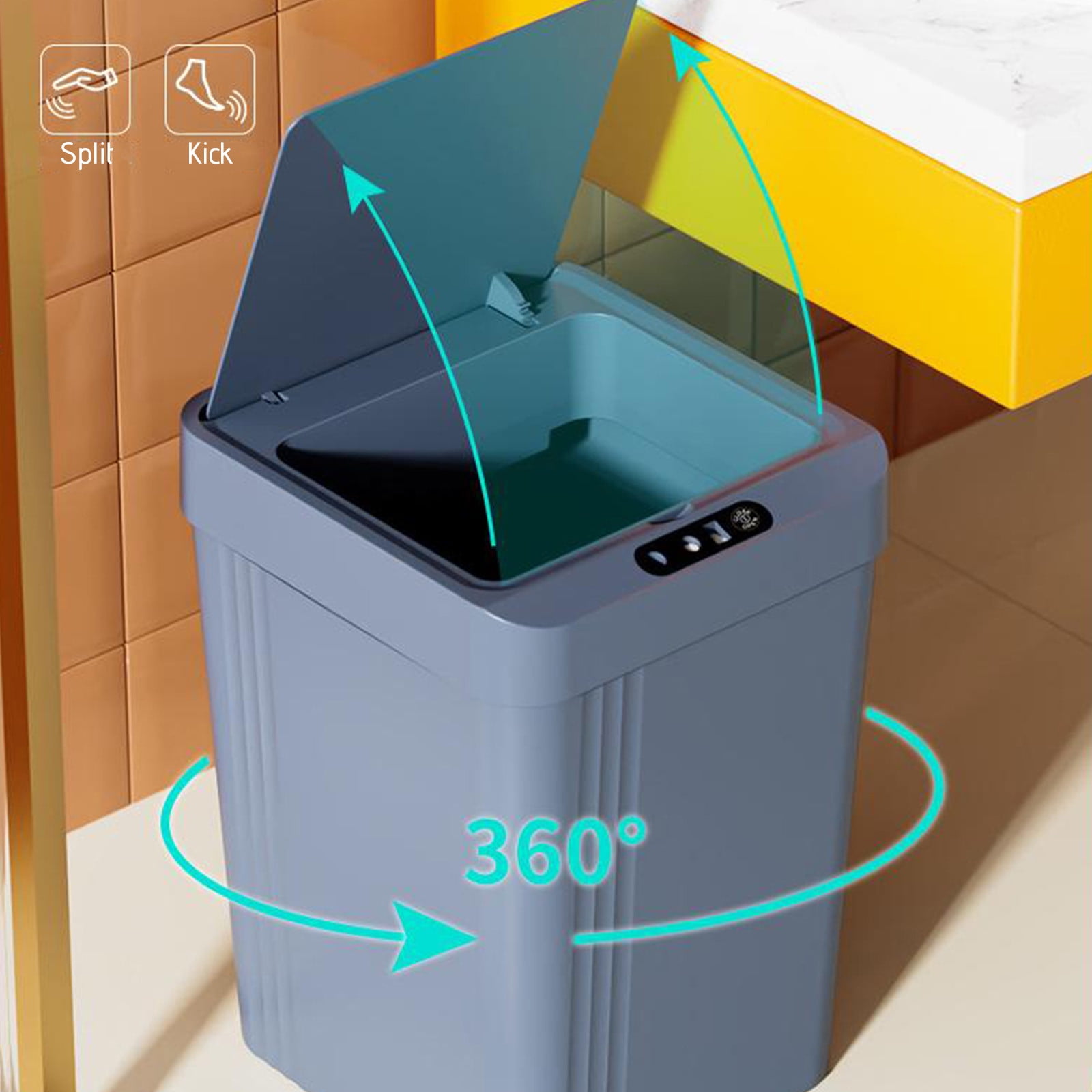 PATLOLLAV Automatic Trash Can,3Modes,13L Bathroom Touchless Motion Sensor Small Garbage Can with Lid Smart Electric Plastic Garbage Bin for Living Room Bedroom Office Kitchen