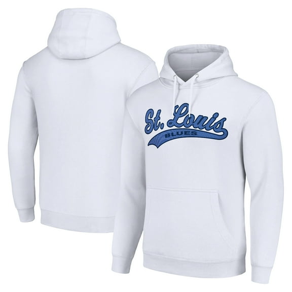 Men's Starter White St. Louis Blues Tailsweep Fleece Tri-Blend Pullover Hoodie