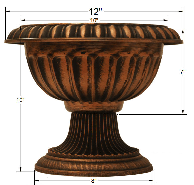 12" Round Plastic Planter Rustic Look (2 Count, Easy to Assemble) Flower Seedlings Nursery Pot / Urn with Wide Base for Garden Patio Office Ornaments Home Décor Long Lasting Lightweight (Copper