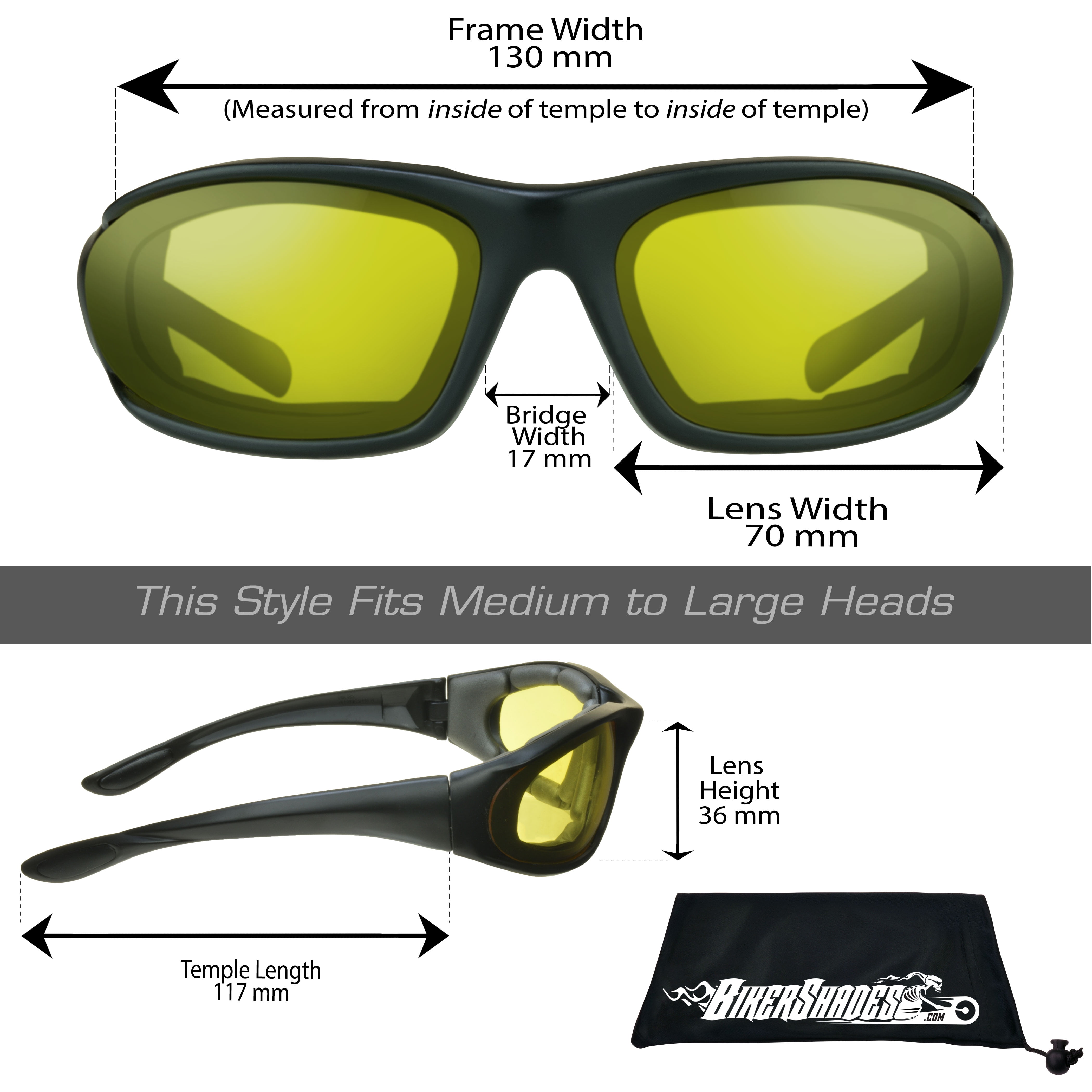 Bikershades Motorcycle Riding Transitional Photochromic Day Night Sunglass Padded Men Women
