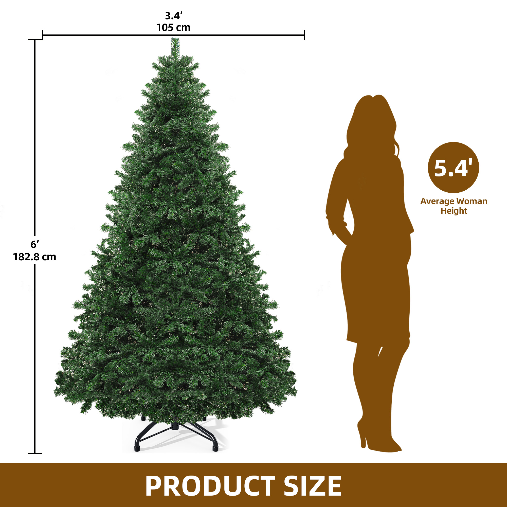 DEXTRUS 6ft Artificial Spruce Christmas Tree with Metal Base photo 2