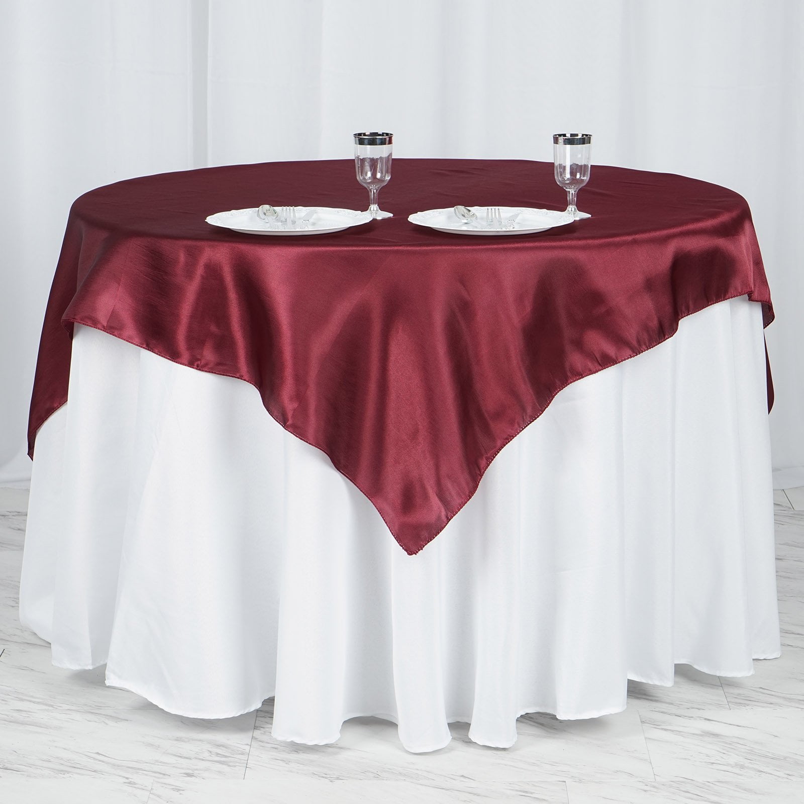 Efavormart 60 SATIN Square Tablecloth Overlay For Wedding Catering 