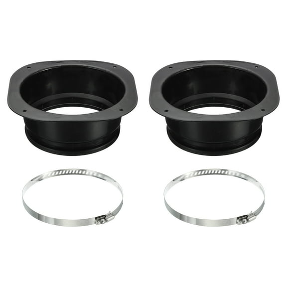 Uxcell 6" Duct Connector Flange 2 Pcs Dryer Vent Wall Plate Square to Round with Clamp for Air Cooling Ventilation Black