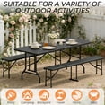 thumbnail image 6 of Ktaxon 3-Piece Outdoor Picnic Tableset, 6Ft HDPE Folding Table with 2 Folding Benches, High Quality Weather Resistant Patio Set for Indoor Outdoor Camping Parties Commercial Events, Black, 6 of 12