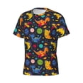 thumbnail image 3 of Yiaed Dinosaurs in Space Print Mens Short Sleeve Tight Fit T-Shirt, Crewneck Casual Tee-3X-Large, 3 of 5
