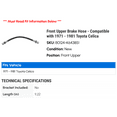 thumbnail image 2 of Front Upper Brake Hose - Compatible with 1971 - 1981 Toyota Celica 1972 1973 1974 1975 1976 1977 1978 1979 1980, 2 of 2