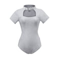 thumbnail image 4 of Littleforbig Women's Cotton Scoop Neck Short Sleeve Bodysuit - Collared Grey L, 4 of 7