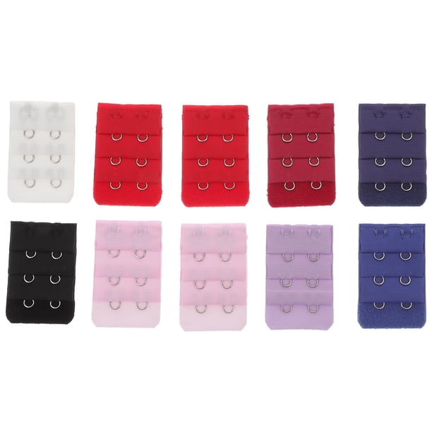 10 extensores de sujetador para mujer, ganchos de extensión estrechos de 3 filas y 2 botones, hebilla de extensión de ropa interior ()