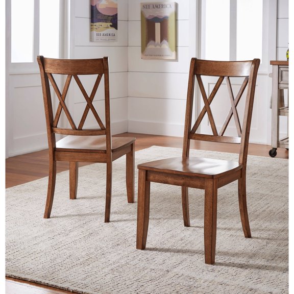 Weston Home Farmhouse Dining Chair with Cross Back, Set of 2, Multiple Colors