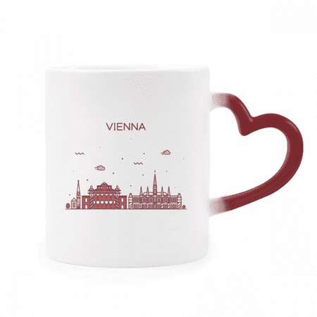 

Vienna Austria Flat Landmark Pattern Heat Sensitive Mug Red Color Changing Stoneware Cup