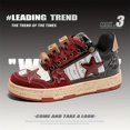 thumbnail image 4 of Unisex Low Top Sneakers | All-Season Lace-Up Design, Red Black Geometric Pattern with Cushioned Rubber Sole , Vintage Style, Ideal for Street Style and Business Settings,, 4 of 8