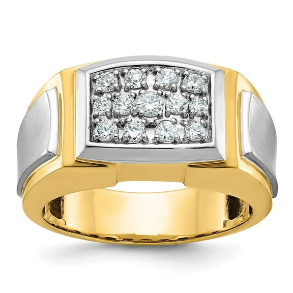 Auriga 10k Yellow Gold with White Rhodium Men's Polished and Satin 1/2 Carat A Quality Diamond Cluster Ring Size- 10