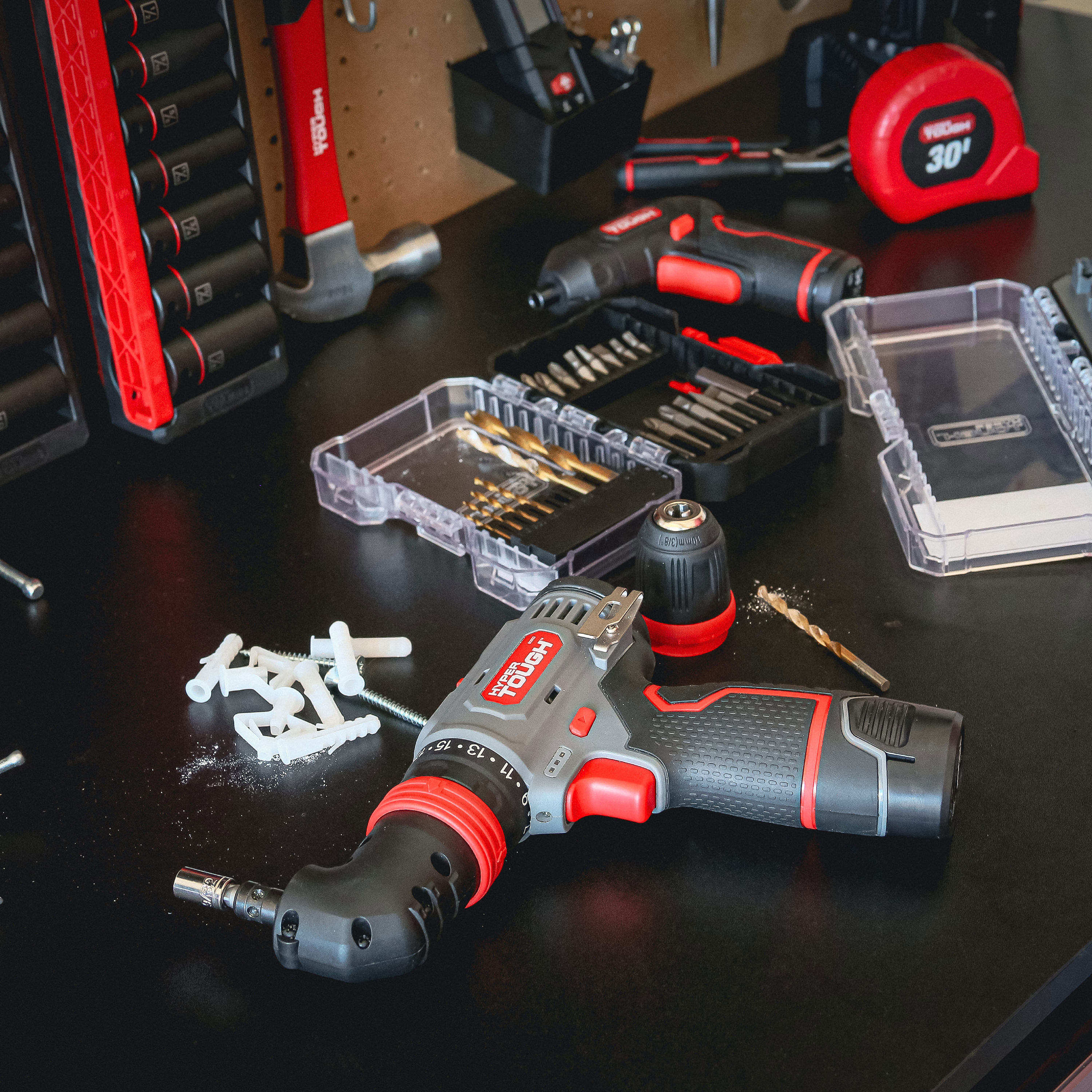 Hyper Tough 12V Max Lithium-Ion 3-in-1 Multi-Head Power Drill Set with 1.5Ah Battery and Charger