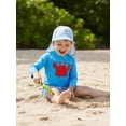 thumbnail image 6 of BemeyourBBs Toddler Baby Boy Two Piece Swimsuit with Hat Infant Boy Bathing Suit Long Sleeve Rash Guard Swimwear Summer Beachwear Lobster Crab Deer Hunting Print Zipper Top Swimming Trunks Shorts Set, 6 of 9