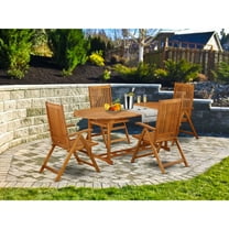 Acacia Patio Dining Set 5 Piece - Outdoor Table & Chairs - Wooden Furniture Set for Garden Deck Porch