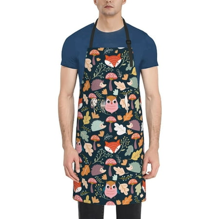 

Naloa Autumn Forest Apron Kitchen Aprons with Pockets for Women Men Chef