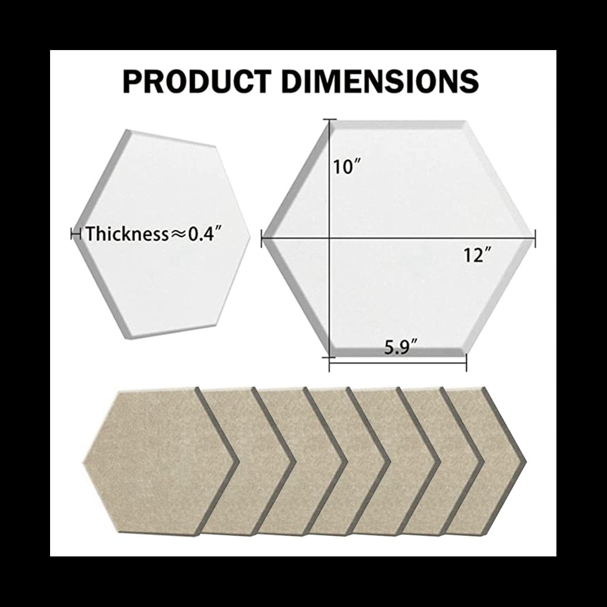 12 Piece Hexagonal Acoustic Panel, 12x10x 0.4Inch, Stylish Acoustic Walls and Office (Light Camel Color)