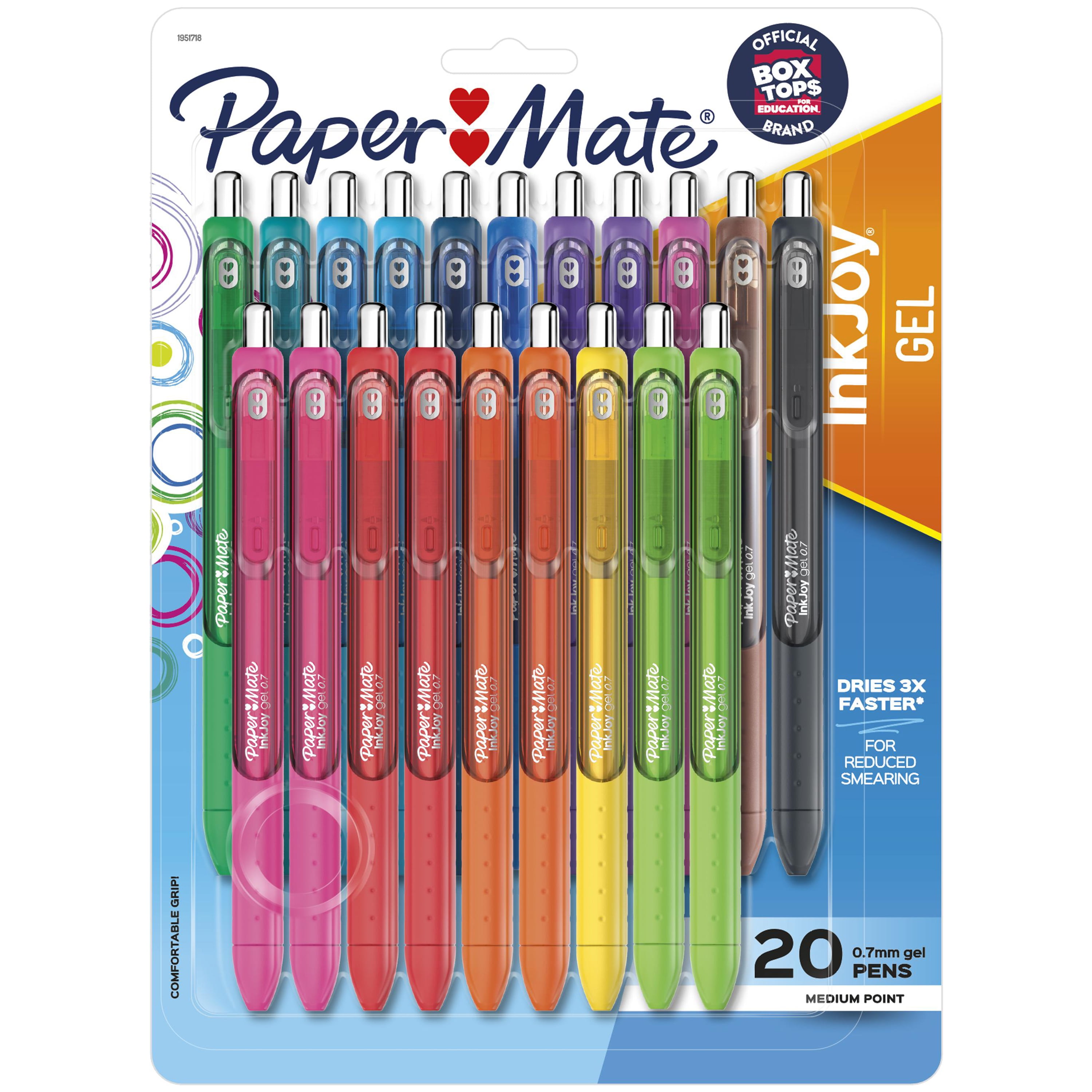 Office Supplies Medium Point Pens 20 Count Assorted Writing Pens for School Supplies 20 Pack.1 Pack InkJoy Retractable Ballpoint Pens